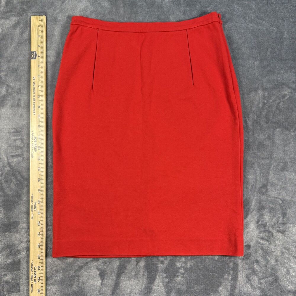 Diane Von Furstenburg Kimmie Knit Pencil Skirt Side Zip Pockets Red Size 10